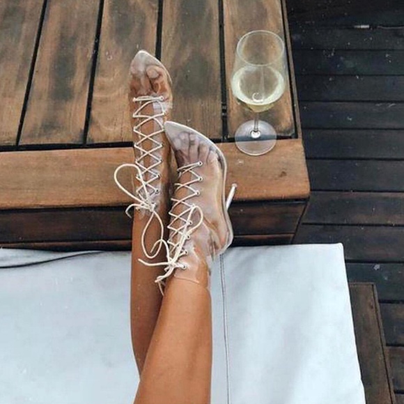 𝙇𝙖𝙨𝙩 𝙎𝙞𝙯 9 🖤Clear in Lov Lace Up Boot He - Picture 7 of 9